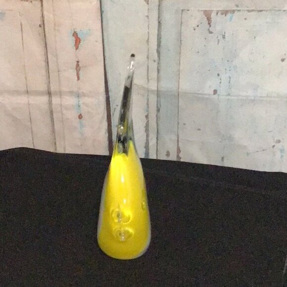 Art Glass Fish Sculpture Paperweight Multicolor Yellow Blue White - Picture 2 of 5